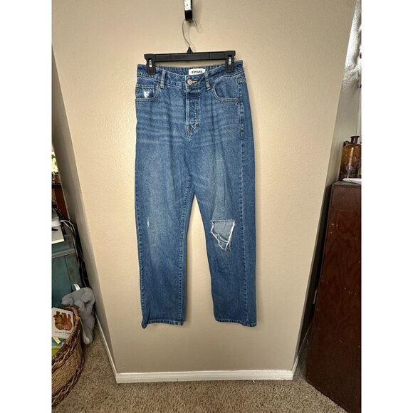 Rsq Womens High Rise Straight Jeans 27 distressed‎ denim straight leg - Picture 1 of 8